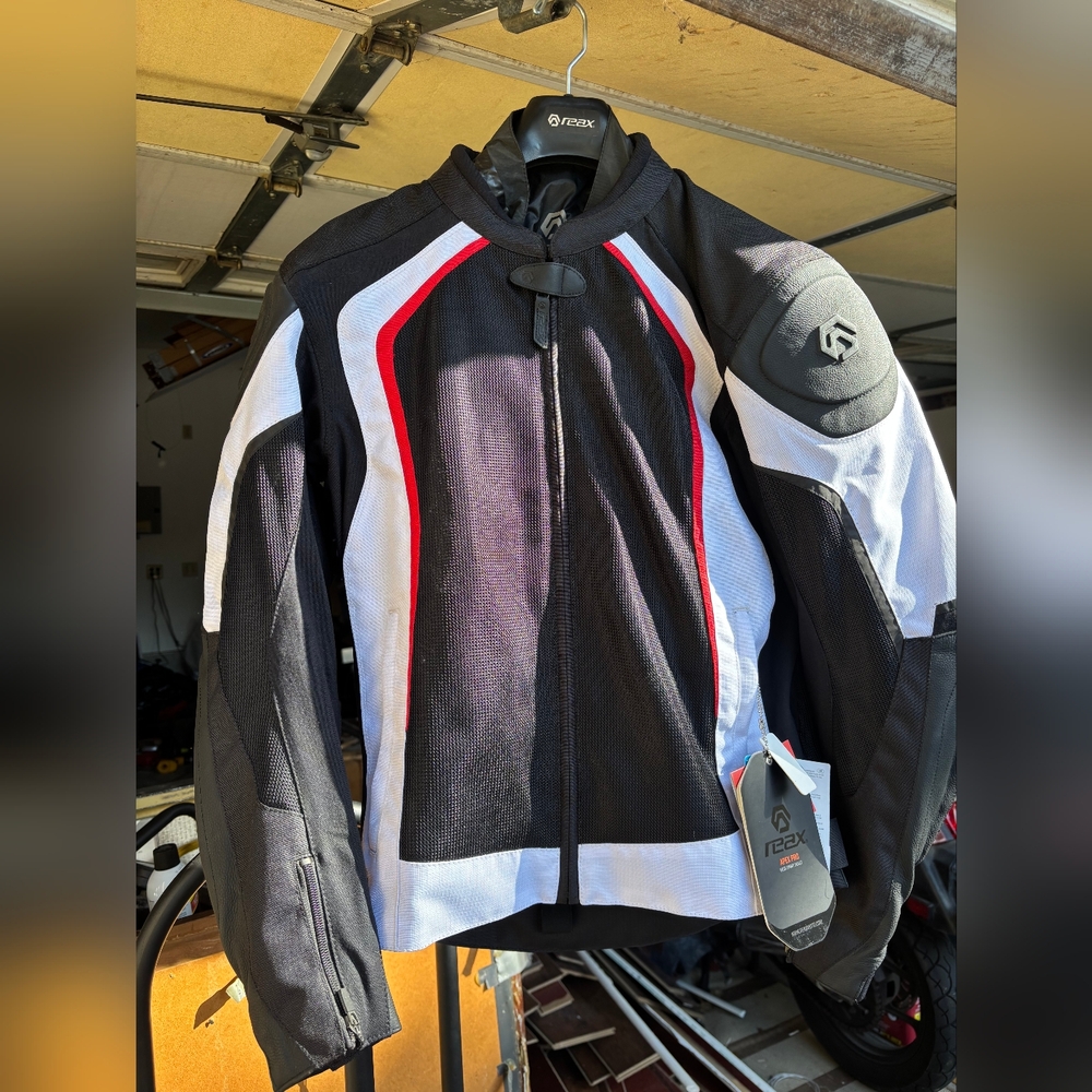 Reax Apex Pro Black and White Men's Motorcycle Jacket